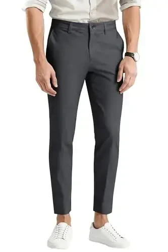 Mens Dress Pants Slim Fit Stretch Fashion Plaid Pant Skinny Leg - 1