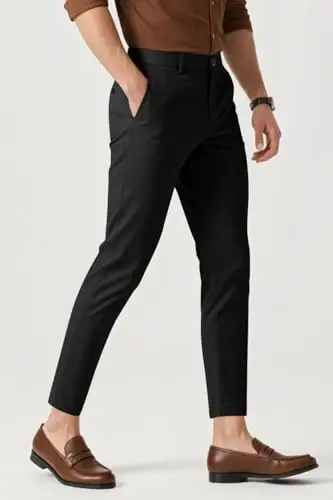 Mens Dress Pants Slim Fit Stretch Fashion Plaid Pant Skinny Leg - 5