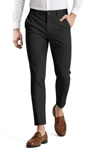 Mens Dress Pants Slim Fit Stretch Fashion Plaid Pant Skinny Leg - 8