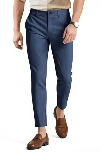 Mens Dress Pants Slim Fit Stretch Fashion Plaid Pant Skinny Leg - 2