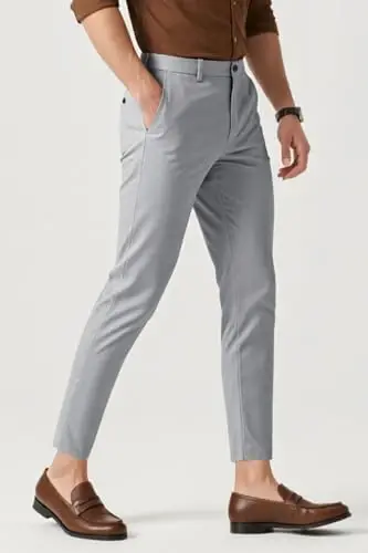 Mens Dress Pants Slim Fit Stretch Fashion Plaid Pant Skinny Leg - 2