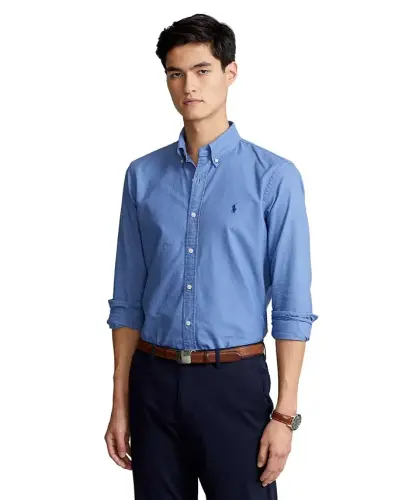 Men's Garment-Dyed Oxford Shirt-Bastille Blue 
