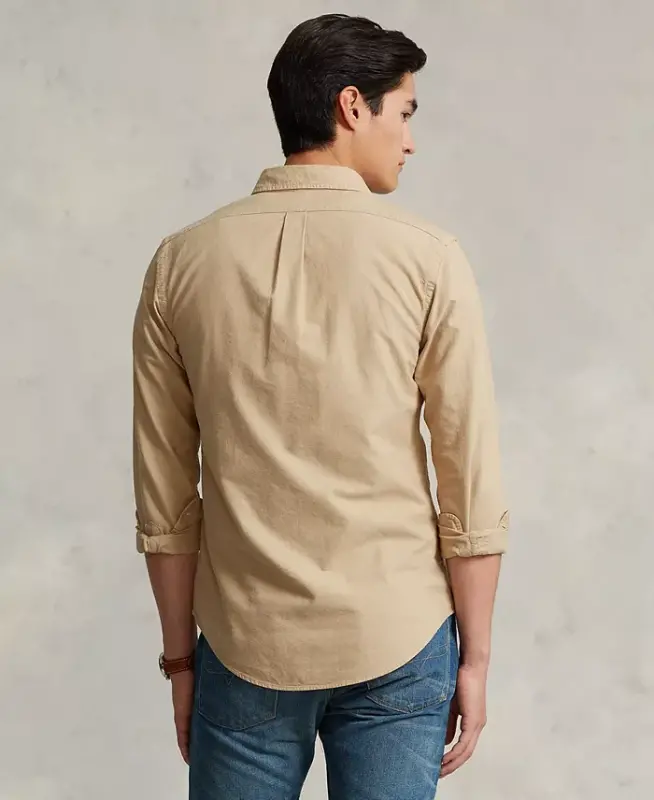 Men's Garment-Dyed Oxford Shirt-Surrey Tan - 4