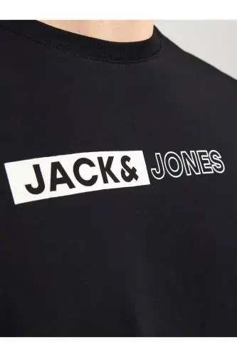 Erkek Gögüs Baskili Tisört - Corplogo Siyah-Black - 4