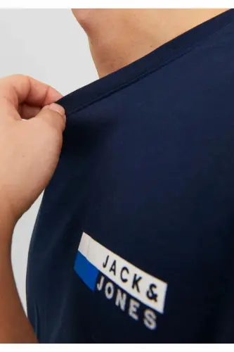 Erkek Gögüs Baskili Tisört - Corplogo - Navy Blazer - 7