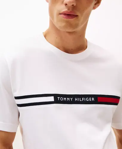 Men's Chest Insert Logo Short-Sleeve T-Shirt-White - 3