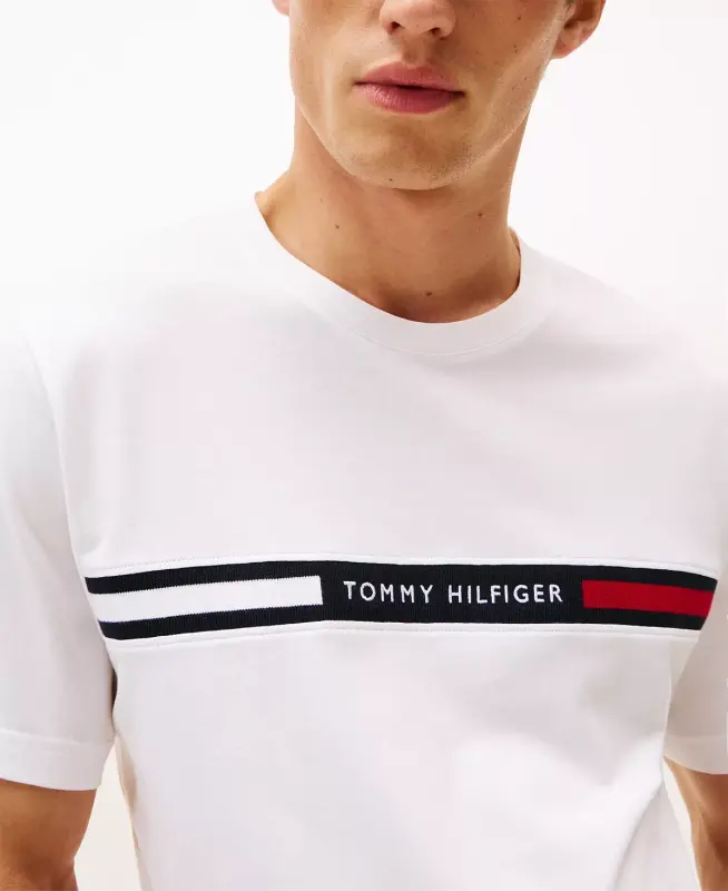 Men's Chest Insert Logo Short-Sleeve T-Shirt-White - 3