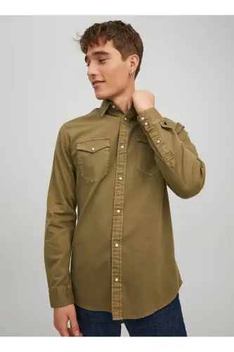 Rahat Yeşil Erkek Denim Gömlek 12138115_JJESHERIDAN SHIRT L/S NOOS - Yeşil - 3