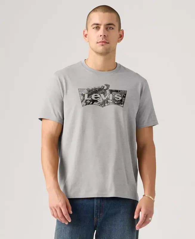 Erkek Grafik Logolu Yarasa Kol Kısa Kollu T-shirt - Gri - LEVI'S