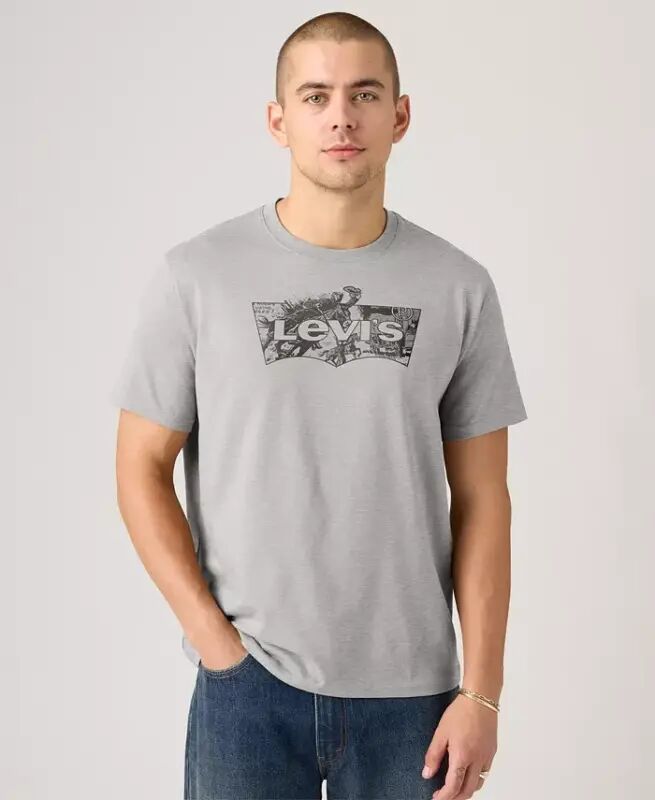 Erkek Grafik Logolu Yarasa Kol Kısa Kollu T-shirt - Gri - 2
