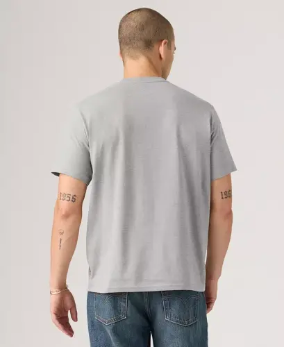 Erkek Grafik Logolu Yarasa Kol Kısa Kollu T-shirt - Gri - 4