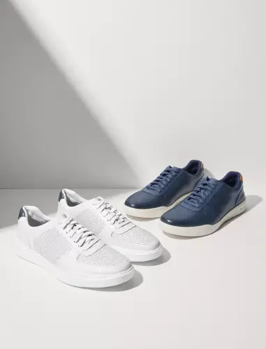 Men's Grand Crosscourt Modern Perf Sneaker - Optic White, Peacoat - 8