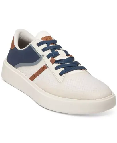 Men's Grand Crosscourt Winner Mixed-Media Lace-Up Sneakers - Ivory/Navy Blazer/Dark Sequoia/Natural Tan 