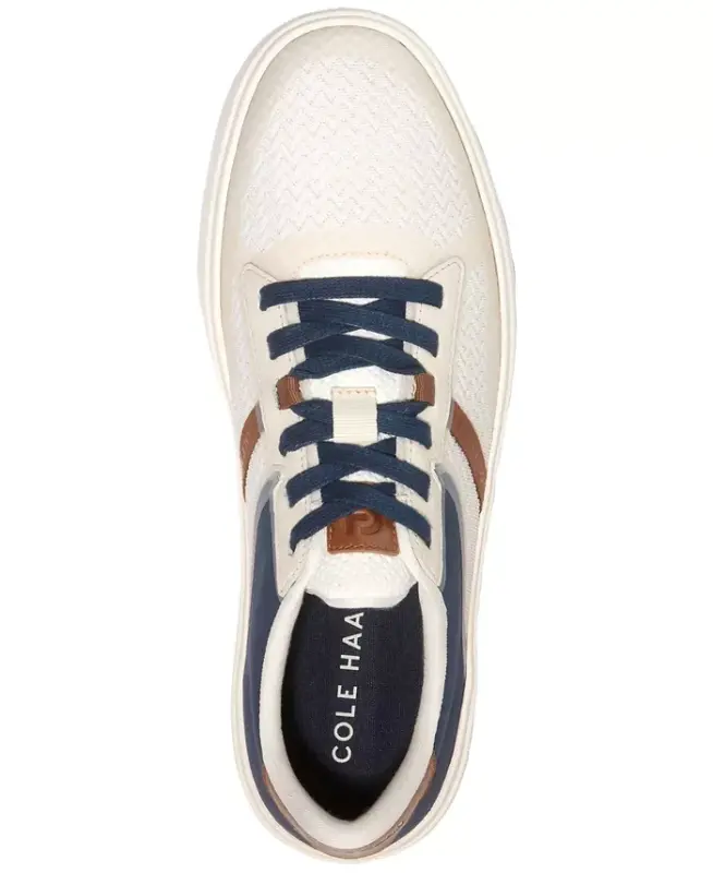 Men's Grand Crosscourt Winner Mixed-Media Lace-Up Sneakers - Ivory/Navy Blazer/Dark Sequoia/Natural Tan - 6