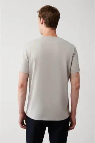 Erkek Gri Basic Pamuklu T-shirt E001000 - Gri - 4
