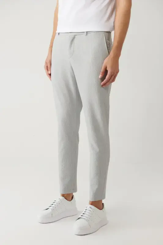 Erkek Gri Beli Lastikli Yandan Cepli Bi Stretch Relaxed Fit Pantolon A41Y3233 - 3