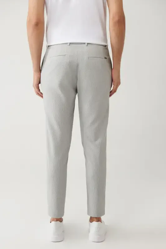 Erkek Gri Beli Lastikli Yandan Cepli Bi Stretch Relaxed Fit Pantolon A41Y3233 - 4