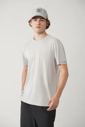 Erkek Gri Bisiklet Yaka Baskılı Soft Touch Regular Fit T-Shirt A41Y1032 - Gri 