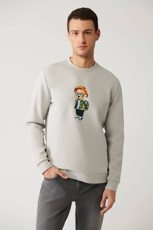 Erkek Gri Bisiklet Yaka Sweatshirt - 6