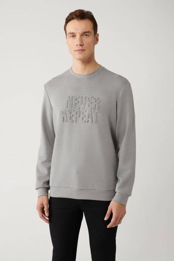 Erkek Gri Bisiklet Yaka Sweatshirt - 9