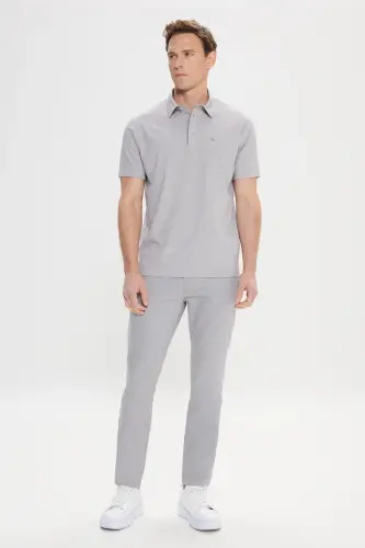 Erkek Gri Comfort Fit Rahat Kesim Polo Yaka Pamuklu Kısa Kollu Tişört-Gri - ALTINYILDIZ CLASSICS (1)
