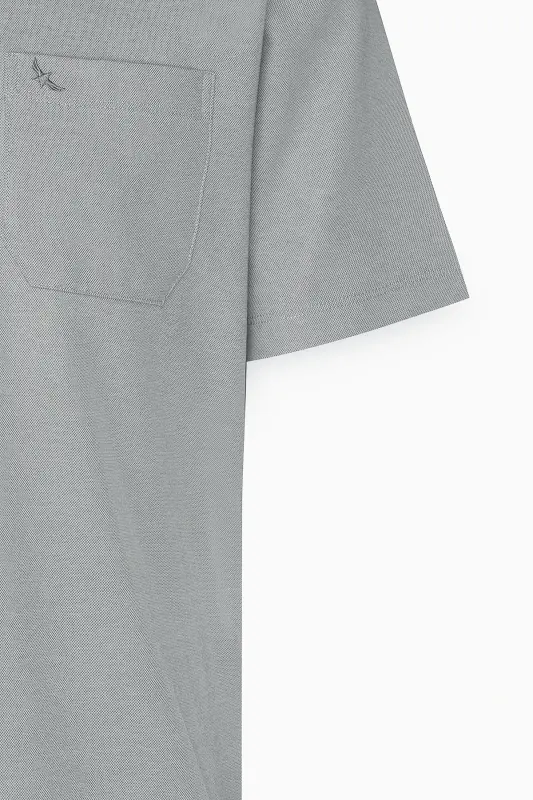 Erkek Gri Comfort Fit Rahat Kesim Polo Yaka Pamuklu Kısa Kollu Tişört-Gri - 8
