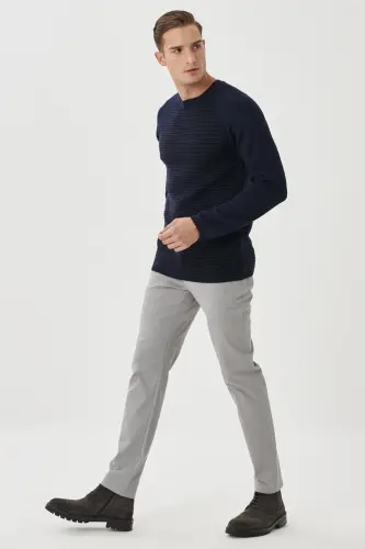 Erkek Gri Diz İzi Yapmayan Slim Fit Dar Kesim Yan Cep Pamuklu Esnek Chino Pantolon - Gri2 - AC&CO / ALTINYILDIZ CLASSICS (1)