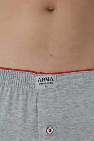 Erkek Gri Düğmeli Boxer 3'lü Paket %100 Pamuklu Penye - 8