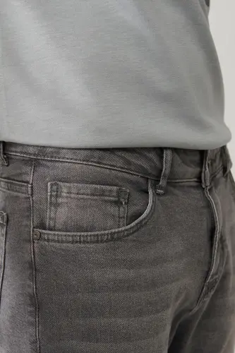 Graue, gewaschene, dehnbare Jeanshose für Herren B 003508 - Grau - 7