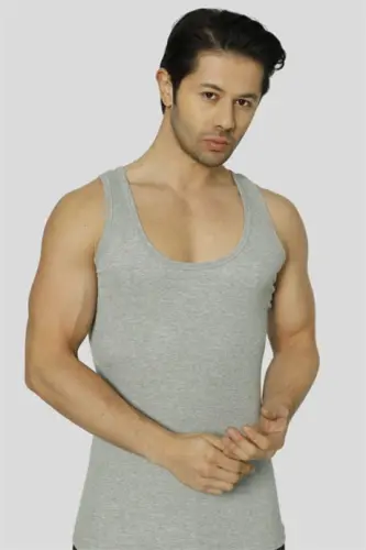 Erkek Gri Fitilli Kaşkorse Atlet 3'lü Paket Likralı - 5