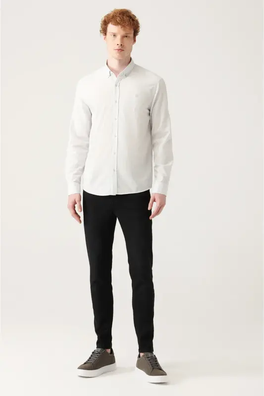 Erkek Gri Keten Dokulu Gömlek E002141-Gri - 5