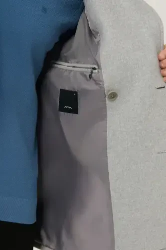 Erkek Gri Kruvaze Kapamalı Astarlı Kaban A32Y6101 - 3