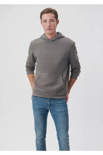 Erkek Gri M0610937-70096 Kapüşonlu Sweatshirt-Gri - 2