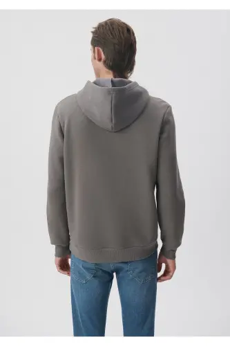 Erkek Gri M0610937-70096 Kapüşonlu Sweatshirt-Gri - 4