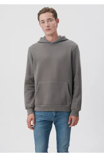 Erkek Gri M0610937-70096 Kapüşonlu Sweatshirt-Gri - 3