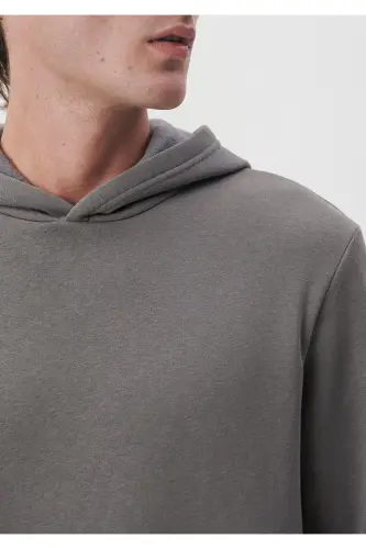 Erkek Gri M0610937-70096 Kapüşonlu Sweatshirt-Gri - 5