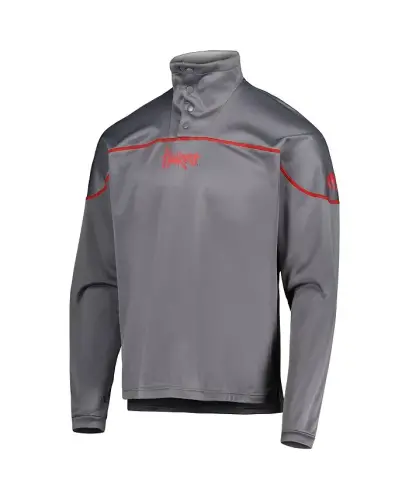 Men's Gray Nebraska Huskers AEROREADY Knit Quarter-Snap Jacket - Gray - 2