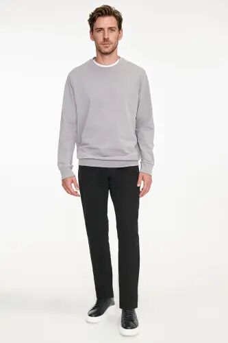 Erkek Gri Pamuklu Standart Fit Normal Kesim 2 İplik Bisiklet Yaka Sweatshirt - Gri - AC&Co / Altınyıldız Classics (1)