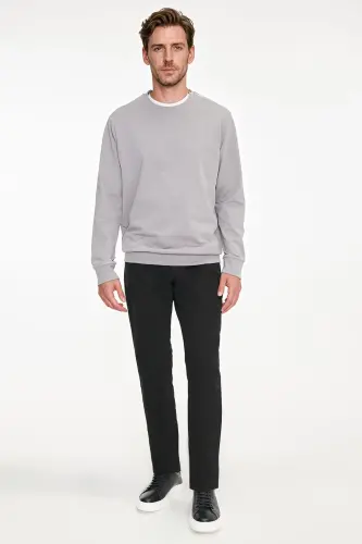 Erkek Gri Pamuklu Standart Fit Normal Kesim 2 İplik Bisiklet Yaka Sweatshirt - Gri - AC&Co / Altınyıldız Classics (1)