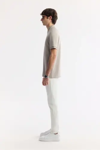 Erkek Gri Polo Yaka Bi-Stretch Baskılı İnterlok Regular Fit T-Shirt A51Y1007 - Gri - 4