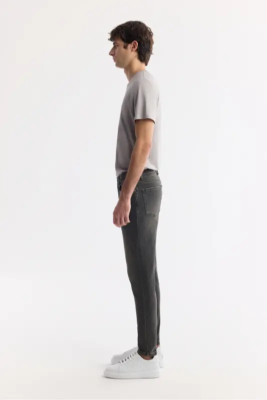 Erkek Gri Eskitme Yıkama Rio Skinny Fit Jean Pantolon A42Y3512 - Gri - 6