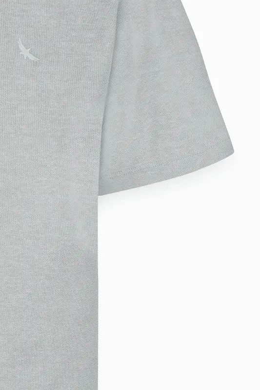 Erkek Gri Slim Fit Dar Kesim Bisiklet Yaka Pamuklu Tişört-Gri - 8