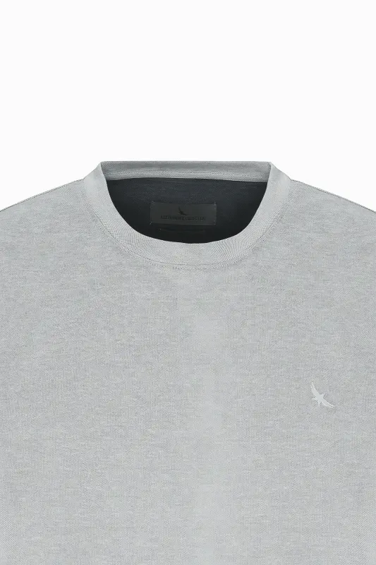 Erkek Gri Slim Fit Dar Kesim Bisiklet Yaka Pamuklu Tişört-Gri - 7