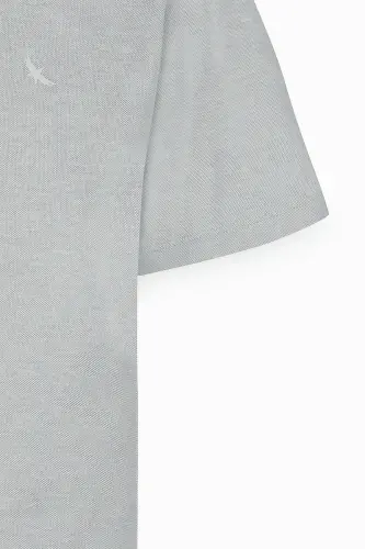 Erkek Gri Slim Fit Dar Kesim Bisiklet Yaka Pamuklu Tişört-Gri - 8