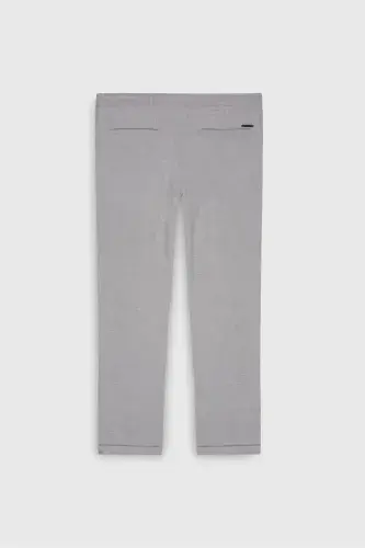 Erkek Gri Slim Fit Rahat Kesim Beli Bağlamalı Yan Cepli Jogger Pantolon-Gri - 13