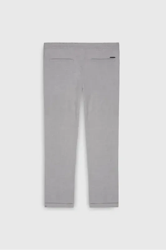 Erkek Gri Slim Fit Rahat Kesim Beli Bağlamalı Yan Cepli Jogger Pantolon-Gri - 13