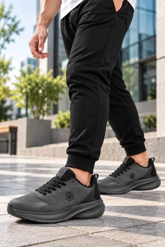 Erkek Gri Spor Ayakkabı TROXA 2,0 Memory Foam İç Taban Nefes Alabilen File Esnek Hafif Günlük Sneaker - Gri/MG - 1