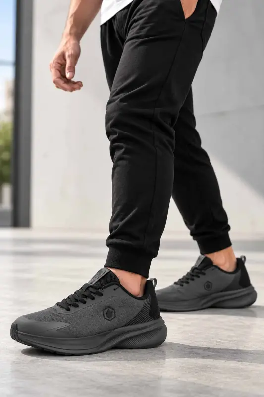 Erkek Gri Spor Ayakkabı TROXA 2,0 Memory Foam İç Taban Nefes Alabilen File Esnek Hafif Günlük Sneaker - Gri/MG - 5