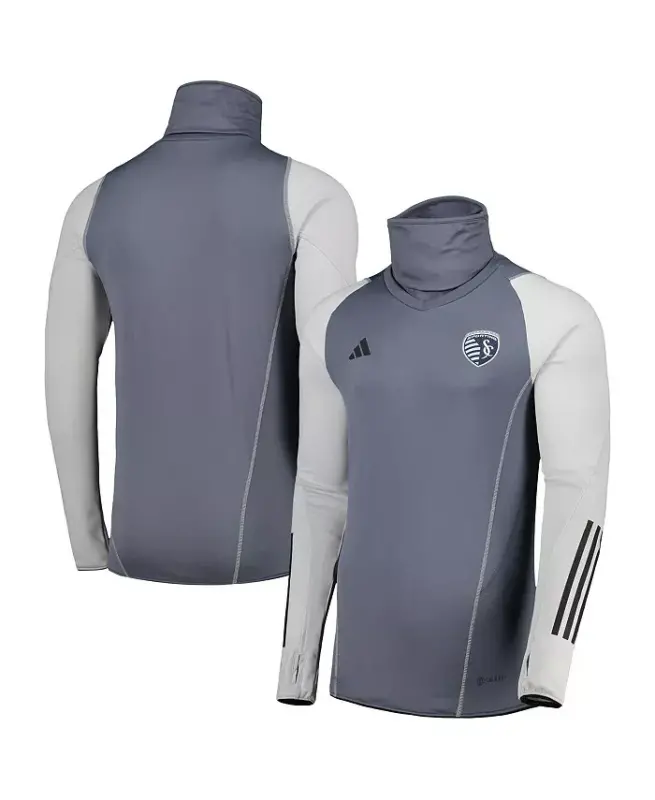 Men's Gray Sporting Kansas City Warm Raglan COLD.RDY Top-Gray - ADIDAS