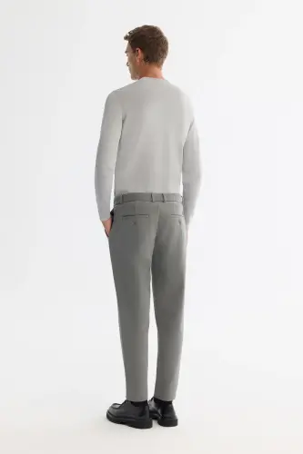 Erkek Gri-Yeşil Klasik Bel Jersey Pamuklu Carrot Fit Pantolon A42Y3061 - Gri-Yeşil - 3